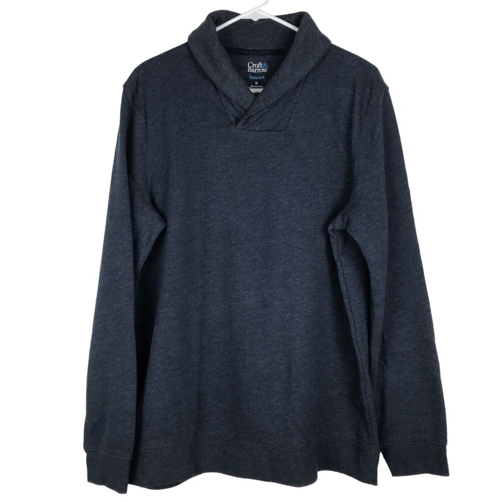 Men's Croft & Barrow Extra Soft Shawl Collar Sweater Sweatshirt Navy Size Medium